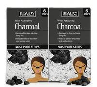 Beauty Formulas Charcoal Nose Pore Strips 12 Count - Blackhead Remover Strips for Deep Cleansing - Pore Strips for Nose - Unclogs Pores (2 Packs of 6 Strips)