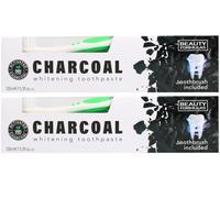 Beauty Formulas - Charcoal WHITENING Toothpaste | Toothbrush Included Pack of 2