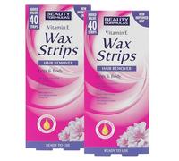 Beauty Formulas Cold Wax Strips 40’s (2-Pack) | Hair Removal for Legs & Body | Vitamin E Shea Butter Formula for Sensitive Skin | Bikini & Body Waxing Strips for Women