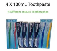 Beauty Formulas Smokers Active Toothpaste 100ml + Smoker Toothbrush, 4 Pack