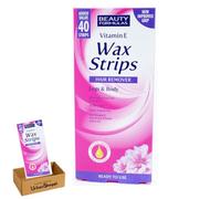 Beauty Formulas Vitamin E Wax Strips for Legs & Body, with Shea Butter, Sweet Cherry Oil, All Skin Types, From 2mm Hair, Ready to Use, Pack of 6, Bundled by UrbanShoppi