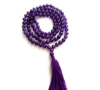 Beauty Gems Enchanting Amethyst Mala Original Certified Round Beads For Meditation Or Mantra Chanting जमुनिया रत्न ओरिजिनल Premium Round Beads Jamunia Mala With Tassel For Men & Women