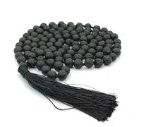 Beauty Gems Fashionable Round Beads Lava Mala IGL Tested Original Certified with Tassel ज्वालामुखी माला ओरिजिनल सर्टिफाइड Premium Volcanic Rock Stone Mala for Mantra Chanting Or Meditation Purpose