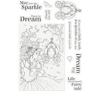 Beauty Girls Fairy Stamps for Card Making Trees Love Hearts Shoes Clear Rubber Stamps for DIY Scrapbooking Dream Big,Life is the most Beautiful Fairy Tale Words Phrase Transparent Silicone Seal Stamps