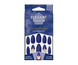 Beauty Goddess Elegant Touch Luxe Looks InFormation 12 Sizes Stiletto 24 Nails with Glue, Beige