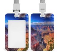 Beauty Grand Canyon ID Badge Holder Waterproof Card Protector Push-Pull Slot Work ID Card Holder with Lanyard Personalized Detachable Card Holders for Office Corporate Use