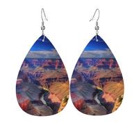 Beauty Grand Canyon Leather Teardrop Double Sided Earrings for Women Lightweight Ear Accessories Fashion Jewelry Birthday Gift