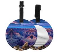 Beauty Grand Canyon Print 1/2/4pcs Luggage Tags,Round Leather Travel Suitcase Labels with Privacy Name Address Card