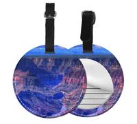 Beauty Grand Canyon Print Round Luggage Tag 10 Cm, Pu Leather Suitcase Label, Luggage Tags for Cruise Ships Suitcase Tags Beach Malibu Print Privacy Cover Id Label