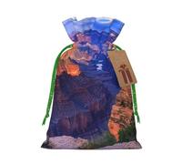 Beauty Grand Canyon Printed Christmas Drawstring Bags Reusable Bag for Party Xmas Gift Wrapping, Green Ribbon, S