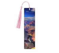 Beauty Grand Canyon Wooden Bookmarks 5 Pcs,Handmade Double-Sided Printed Book Marks Page Markers with Pink Tassels Book Accessories Gift for Book Lovers Women Men