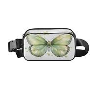 Beauty Green Butterfly Fashion Fanny Waist Pack for Women Men Teenagers Small Zipper Fanny Pack Sling Bag with Adjustable Strap for Travel Running Hiking, Beauty Green Butterfly, 1 size, Beauty Green