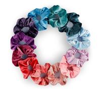 Beauty.H.C Shiny Metallic Scrunchies Elastic Scrunchy Soft Hair bobbles for Ponytail Holder fasion Hair Scrunchies for Girls Party Favorts 12Pcs(COLOR)