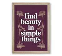 Beauty in Simple Things Minimalist Framed Wall Art Print A1 (84.1×59.4cm) Oak, Wall Decor for Living Room, Bedroom, Office & Home, Ready to Hang, Art Gift