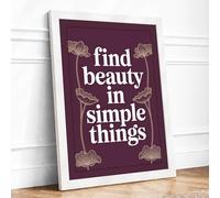 Beauty in Simple Things Minimalist Framed Wall Art Print A3 (42×29.7cm) White, Wall Decor for Living Room, Bedroom, Office & Home, Ready to Hang, Art Gift
