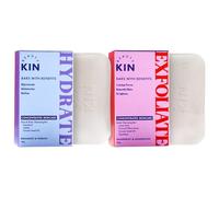 Beauty Kin Face & Body Wash Vegan Soap Bar Smooth Skin Bundle (Pack of 2) Exfoliating & Hydrating Cleansing Bar Shower Gift Set with Soap Pouch - Dull, Tight or Dry Skin - Cruelty Free - 100g Bars
