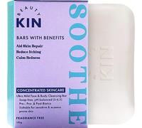 Beauty Kin Soothing Face & Body Wash Cleansing Bar for Sensitive or Itchy Skin w/Colloidal Oatmeal, Prebiotics & Probiotics to Soothe Eczema - Heal Irritated Skin - Fragrance Free - Vegan Soap Bar