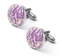 Beauty Lavender Flower Funny Cufflink Shirt Cuff Links Novelty Clothing Accessories Business Wedding Jewelry for Men Women