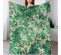 Beauty Leaf Green Season Plush Sherpa Blanket for Kids & Adults - 3D Print Pattern Soft Fuzzy Fleece Throw Blanket for Sofa, Bed, Couch Home Travel Decor Gift 70x80inch(180x200cm)
