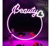 Beauty LED Neon Light HD Mirror For Home Decoration Practical Beautiful Light Energy Saving Easy Installation USB Power Supply For Many Occasions