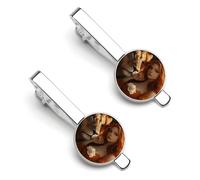 Beauty Lion Animal Beasts Men's Tie Clips Necktie Bar Pinch Clip Set of 2 Formal Business Wedding Accessories