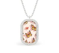 Beauty Monarch Butterfly Personalized Necklace Print Pattern Pendant With Chain Gifts For Women Men Silver-style-42