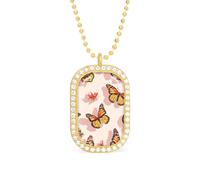 Beauty Monarch Butterfly Personalized Necklace Print Pattern Pendant With Chain Gifts For Women Men Golden-style-42