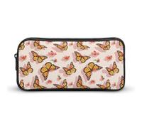 Beauty Monarch Butterfly Print Pencil Pouch Cute Pen Case with Zippered Aesthetic Makeup Bag