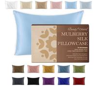 BEAUTY OF ORIENT - 100% Pure Mulberry Silk Pillowcase for Hair and Skin, 19 Momme Both Sides, Hidden Zipper, Natural Hypoallergenic Silk Pillow Case, Best Sleep (1pc Standard - 20" x 26", Frosty Blue)