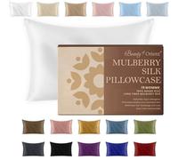 Beauty of Orient 19 Momme Premium Mulberry Silk Pillowcase for Hair and Skin | Handcrafted Hypoallergenic & Anti-Acne White Silk Pillow Cases with Zipper | King - 20" x 36", Natural Undyed White