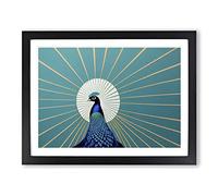 Beauty Of The Peacock Abstract Framed Print | A4 Black Framed Wall Art | Ready to Hang | Abstract Animal Picture | Living Room Bedroom Lounge Office