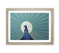 Beauty Of The Peacock Abstract Framed Print | A4 Oak Framed Wall Art | Ready to Hang | Abstract Animal Picture | Living Room Bedroom Lounge Office