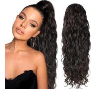 BEAUTY ON LINE Drawstring Ponytail - Long Curly Ponytail Extensions for Women Synthetic Drawstring Ponytail Hair Extensions 26 Inch Long Wavy Fake Ponytail Clip in Ponytail Extensions(2#)