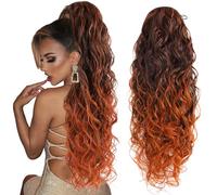 BEAUTY ON LINE Ponytail Extension - Long Wavy Curly Ponytail Extensions for Women Synthetic Drawstring Ponytail Hair Extensions 26 Inch Long Curly Fake Ponytail Clip in Ponytail Extensions(mt1b/350#)