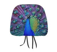Beauty Peacock 1 PCS Car Headrest Cover Universal Headrest Covers Soft Breathable Car Head Rest Covers Set Elastic Head Rest Protector Auto Seat Cover Vehicle Accessories for Cars, Truck, Suv, Van