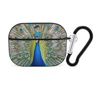 Beauty Peacock AirPod Pro Case, Anti Scratch Hard PC Cover with Keychain, AirPod Pro 2nd/1st Case Accessories for Women Men, Black-Style