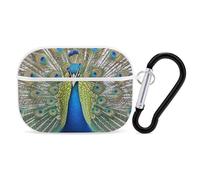 Beauty Peacock AirPod Pro Case, Anti Scratch Hard PC Cover with Keychain, AirPod Pro 2nd/1st Case Accessories for Women Men, White-Style