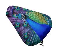 Beauty Peacock Bike Seat Cushion Cover Soft Padded Bike Seat Cover for Men Women Comfort, Waterproof Road Bikes Saddle Covers with Drawstring Replacement Exercise Seats Cushion for Mountain Bikes