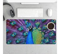 Beauty Peacock Gaming Mouse Pad 12x24 Inch Desk Pad Protector Waterproof Non-Slip Rubber Base Keyboard Mat Extra Large Desktop Mat for Office Home Computer Laptop Table Accessory