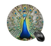 Beauty Peacock Round Mouse Pad 7.8 Inch, Portable Gaming Mouse Mat with Non-Slip Rubber Base & Smooth Surface, Waterproof Mousepad for PC, Laptop, Computer, Office, Home