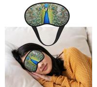Beauty Peacock Sleep Mask Soft Blackout Eye Mask with Adjustable Strap Comfortable Eye Shade Cover for Women Men Deep Rest Travel Work Home