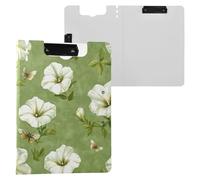 Beauty Petunia Green Clipboard Folder with Storage Double Clips Pen Holder Clip Board with Hard Cover Clipfolio Office Document Organizer