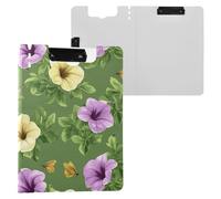 Beauty Petunia Green Foldable Clipboards Double Metal Clips Pen Holder Clip Board with Hard Cover Clipboard Folio Coaching Trade Quest
