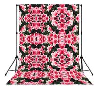 Beauty pink Floral Flowers Printed Photography Drape, Foldable Polyester Background, Easy Hang Rod Pocket Studio Prop