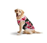 Beauty Pink Floral Flowers Soft Print T-Shirt Vest For Large Dogs, Comfort Cotton Pet Clothes Stretch Dog Pullover Tee Sleeveless Sweatshirt (3xl-5xl)
