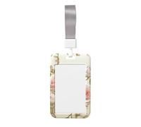 Beauty Pink Roses Print Detachable Neck Lanyardbadge Holder Card Name Protector Cover with Lanyard Strap