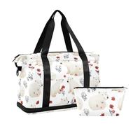 Beauty Polar Bear White Large Capacity Sports Tote Gym Bag Carry On Tote Bag with Adjustable Strap for Hiking