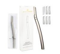 Beauty Power Eyebrow Razor with 6 Blades & Travel Case - Face Razors for Women & Men, Eyebrow Trimmer Shaper with Precision Cover, Facial Shaver & Dermaplaning Tool for Smooth Skin (Silver)