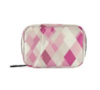 Beauty Rhomboid Neutral Hot Pink Medicine Bag with Detachable Compartments, Reusable Portable Pill Organizer for Purse