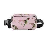 Beauty Ruby Hummingbird Birds Pink Stylish Waist Pack Crossbody Bag for Women Men Mini Zipper Fanny Pack Sling Bag with Adjustable Strap for Workout Running Hiking, beauty Ruby Hummingbird birds Pink